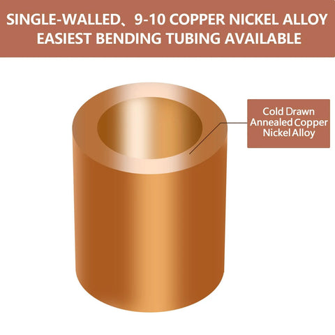 Copper-nickel brake line tubing cross-section diagram; single-walled, cold-drawn annealed alloy.
