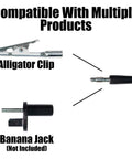 Anti Static ESD Wrist Strap Kit With Blue Fabric Wrist Band And Black Coil Cord Set showing alligator clip and banana jack