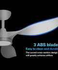Stylish 52 Inch White Ceiling Fan With Three Blades And Built In Light Featuring Slick Finish Hella Powerful Airflow Quiet Operation Remote Control For Cool Living Space Vibes, showing 3 durable ABS blades for improved airflow.