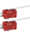 V-153-1C25 Micro Switch With Beefy Long Straight Lever 15A 125/250VAC Heavy Duty SPDT Snap Action Limit Switch Quick Connect Terminals Three Sixteenth Inch 4.8mm Dual Pack, red body