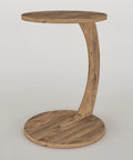 C Shaped End Table On Wheels For Small Spaces, round wooden side table for sofa and bedside, lightweight snack time tray