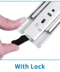 Heavy Duty Locking Drawer Slides 260 Lb Capacity With Full Extension 3 Fold, With Lock lever close-up