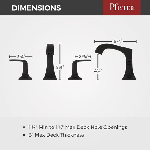 Bellance 8 Inch Widespread Bathroom Sink Faucet Two Handle Three Hole Design Matte Black Finish NSF Certified with dimensions