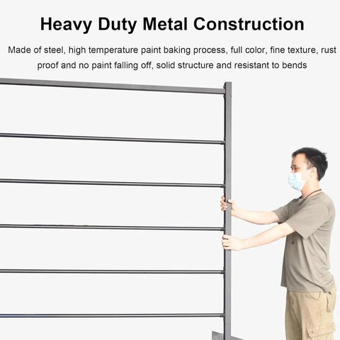 Person assembling Mobile 2/3 Tier Metal Clothes Hanger And Fabric Curtain Sample Display Rack With Wheels, Scarf Organizer