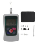 Digital Force Mini Push Pull Sensor Tester Meter 2N-20N Portable Accurate Measurements For Reliable Material Testing And Quality Control On The Go Everyday., gray aluminum alloy digital force tester with hook, case and attachments