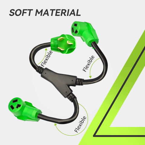 Heavy Duty 30 Amp NEMA 10-30 Dryer Splitter 3 Prong To Dual 10-30R Y Receptacle 26.5 Inch With Waterproof PVC Jacket Built To Last
