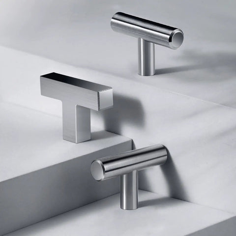 20 Pack T Bar Square Cabinet Knobs Stainless Steel Brushed Nickel Modern Euro Bar Style Single Hole Pull Handles Display