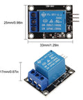 One Channel Relay Shield Module For Microcontrollers 5V 3Pc Pack With LED Indicator Light dimensions and detailed view