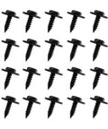 Heavy Duty Hex Head Self Tapping Screws For Auto Bumper Hood Trim 20 Pack Slick Black Finish arranged in grid pattern.