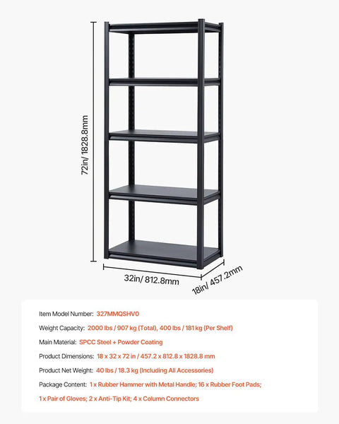 Heavy Duty Garage Storage Shelves 2000 Lb Weight Capacity 5 Tier Adjustable Utility Rack Shelf For Basement Warehouse And Workshop Rust Resistant Steel Frame In Black A Real Badass Workhorse