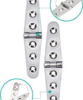 Tough As Nails Heavy Duty Strap Hinges, 1 Pair Real Deal Stainless Steel Marine Grade Hardware, Three Mounting Holes mirror polish