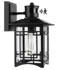 Smart Motion Sensor Outdoor Wall Light With Dusk To Dawn Auto High Output On Motion Anti Rust Matte Black Wall Lantern
