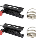 Off Road Roll Bar Mount For Fire Extinguisher And Water Bottle Quick Release Adjustable Aluminum Bracket Fits Jeep Wrangler Gladiator Ford Bronco UTV Polaris RZR Can Am ATV Durable Easy Install - two black aluminum brackets with red knobs and clamps