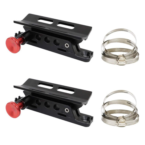 Off Road Roll Bar Mount For Fire Extinguisher And Water Bottle Quick Release Adjustable Aluminum Bracket Fits Jeep Wrangler Gladiator Ford Bronco UTV Polaris RZR Can Am ATV Durable Easy Install - two black aluminum brackets with red knobs and clamps