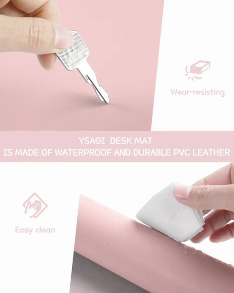 Pink Non Slip Leather Desk Pad With Waterproof Top For Laptop And Keyboard Large 23.6 By 13.7 Inches demonstrating durability