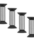 Four stainless steel knife handle rivets with black conical end caps for repairs