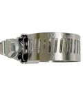 Side view of stainless steel band hose clamp with screw, single clamp