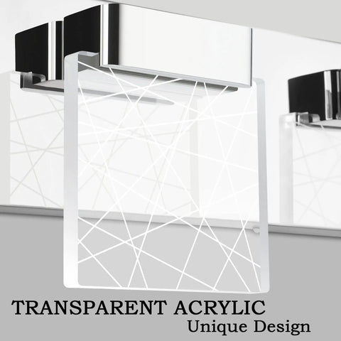 Close-up of stainless steel chrome finish Three Light Vanity Light Fixture with transparent acrylic diffuser in modern design.