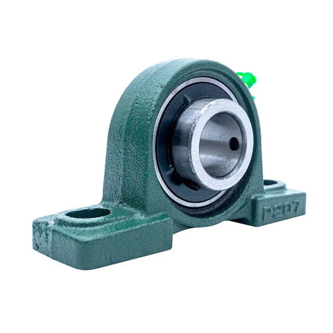 UCP207-20 Pillow Block Mounted Bearing 1-1/4 Inch Bore Set Of 2, Built To Last Heavy Duty Cast Iron Housing With Chrome Steel Ball Bearing, Ideal For Industrial Motors, Conveyors, And Machinery on white background
