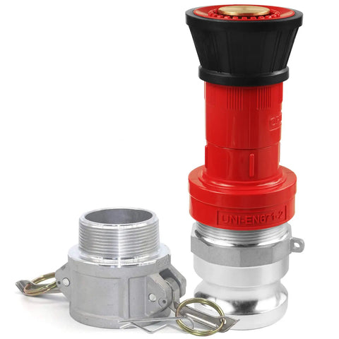 Heavy Duty 2 Inch NPSH Fire Hose Nozzle With Constant Flow Fog Thermoplastic Body Brass Stem Aluminum Camlock Fittings Industrial
