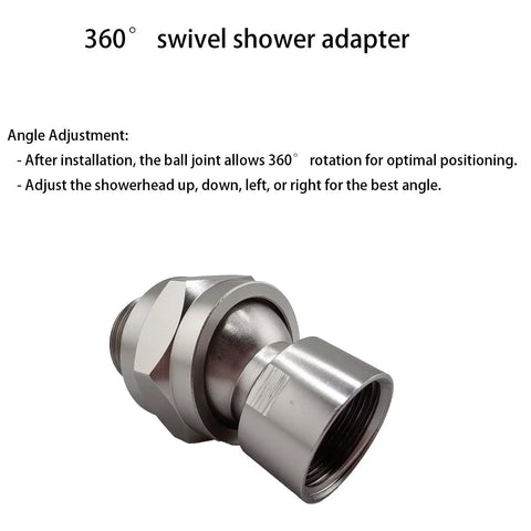 Leak-Proof 360 Degree Swivel Shower Head Adapter With Ball Joint, Universal Arm Connector For Adjustable Showers, No-Fuss Durable Brass And Chrome Build In Brushed Nickel Finish, chrome brass swivel connector