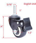 Close-up of single caster from Stem Caster Set Of Four With One And A Half Inch Stem And Five Sixteenth Inch Bolt High Quality No Noise Polyurethane Wheels