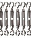M4 Turnbuckle Wire Rope Tensioner Set With Eye And Hook, Stainless Steel 304, Adjustable From 3.74 To 5.75 Inches, 6 Pack