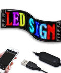 Bluetooth LED Matrix Panel With App Control And USB 5V Power Flexible LED Screen showing 'LED Sign' with phone app.