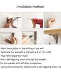 Installation guide for Top Notch Stainless Steel Corner Shelf Brackets, Heavy Duty Wall Mount Supports with steps for secure fitting.