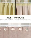 Adjustable Telescoping Curtain Track System With Ceiling Mount For Heavy Drapes And Room Dividers, No Tools Needed Length Adjustment, White Metal Rail For Thick Curtains, Smooth Glide, Sturdy Support, Modern Clean Look shown with room divider curtains