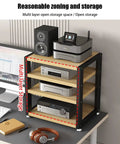 Multi Tier HiFi Rack With Solid Wood And Stainless Steel Brackets Anti Vibration Desktop Audio Stand For Amplifier CD Player And Speakers in corner setup
