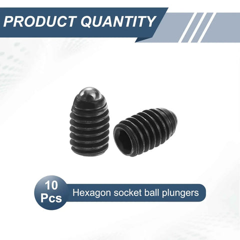 Kickass Grip 10 Pack M4 Thread Ball Plungers High Carbon Steel Hex Socket in black, highlighting two hexagon socket plungers.