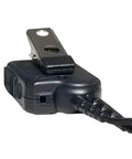 Badass Usb C Lapel Mic Kit With Smart PTT Button And Tough Braided Cord, close-up of mic clip and connector.