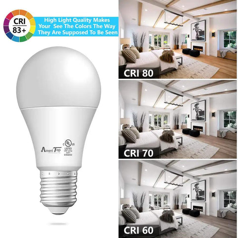 A19 LED Light Bulbs 6 Pack 14W 100W Equivalent 1600 Lumens Daylight 5000K Non Dimmable E26 Base UL Listed, CRI comparison images