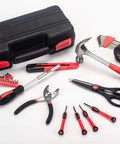 39 Piece General Tool Set For Home DIY Projects With Portable Red Toolbox Case Essential Household Hand Tool Kit Including Tape Measure And Claw Hammer