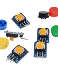 5 Piece Button Switch Module Large Push Button Board With Tactile Keys And Color Covers showing colorful buttons and modules layout.