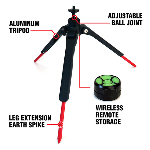Beast Bright Telescoping Area Light With 8 Foot Extension And Removable Flashlight, aluminum tripod, and adjustable ball joint.