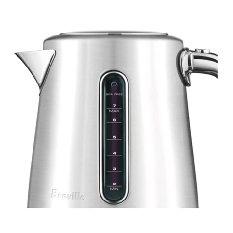 Smart Kettle Luxe 7-Cup Water Heater In Brushed Stainless Steel With Temperature Control, side view showing water level indicator