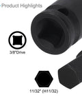 Impact Hex Bit Socket Eleven Thirty Second Inch Size 78mm Long Chrome Molybdenum Steel One Piece Construction Beefy Half Inch Drive