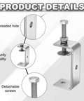 4-Piece Stainless Steel C Clamps Set, Mini 75mm Wide Jaw Opening, 2.95 Inches, Heavy Duty U Clamp for Woodworking, Welding, Building, and Household Mounting, 304 Stainless Steel, Rust Resistant Clips