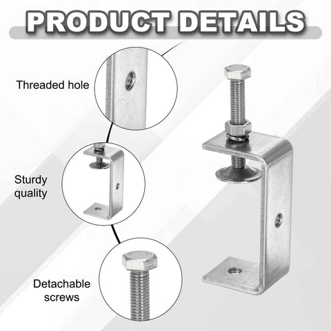 4-Piece Stainless Steel C Clamps Set, Mini 75mm Wide Jaw Opening, 2.95 Inches, Heavy Duty U Clamp for Woodworking, Welding, Building, and Household Mounting, 304 Stainless Steel, Rust Resistant Clips