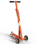 800 Pound Lawn Mower Jack With Foot Assist Lift For Zero Turn And Stand On Mowers Heavy Duty Orange Lift System With Safety Design And Multiple Lifting Points For Easy Access And Versatile Use, orange steel jack with wheels