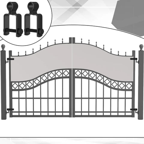Heavy Duty Square Post Female Gate Hinges For Chain Link Fences Black Hot Dipped Galvanized Steel With Bolts on gate.