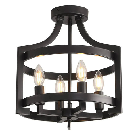Farmhouse Rustic Black Pendant Light Chandelier, Adjustable Metal Lantern Ceiling Fixture For Kitchen Island, Dining Room, Living Room, Bedroom, Foyer And Entryway, Modern Farmhouse Lighting With Cozy Vibe
