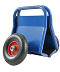 Heavy Duty Drywall Dolly With Rugged Steel Build And 10 Inch Solid Rubber Wheels To Haul Plywood Doors And Panels Jobsite Ready Beast Frame Handles 1000 Pounds No Sweat, side view showcasing sturdy design and wheel.
