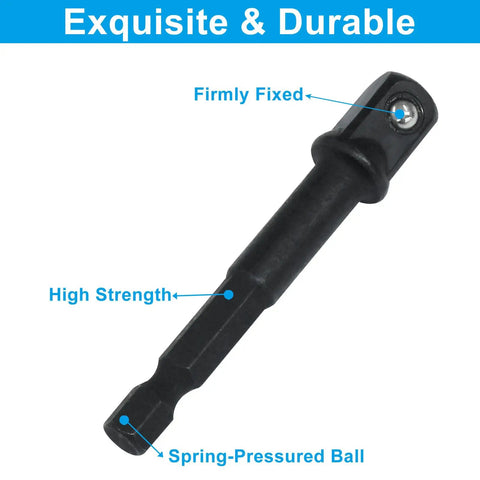 Impact Socket Adapter Set Quarter Inch To Three Eighths Inch Square Drive Built For Impact Driver DIY Automotive Projects 65mm Length 10 Pack