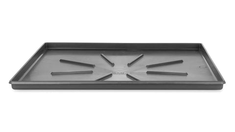 Low Profile Washing Machine Drain Pan With PVC Fitting For Front Loaders, 29 Inch By 33 Inch ID And 30.5 Inch By 34.5 Inch OD, Graphite