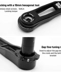 Ultralight Road Bike Crankset With Hollow Tech Arm And Bottom Bracket Sizes 160 165 170mm showing locking and gap tuning details
