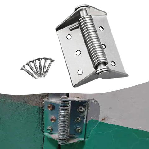 Heavy Duty Self Closing Spring Door Hinge with Screw Automatic Door Closer Hinge for Reliable Return Durable Manganese Steel Silver Finish