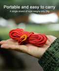 Hand holding 8 Pack 4mm Reflective Tent Guylines With Aluminum Adjuster Tensioner Ultralight Camping Ropes